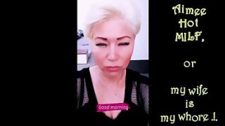 Cock-lifting mature bitch Aimee Hot MILF: red, black, ponytail and cock in mouth!